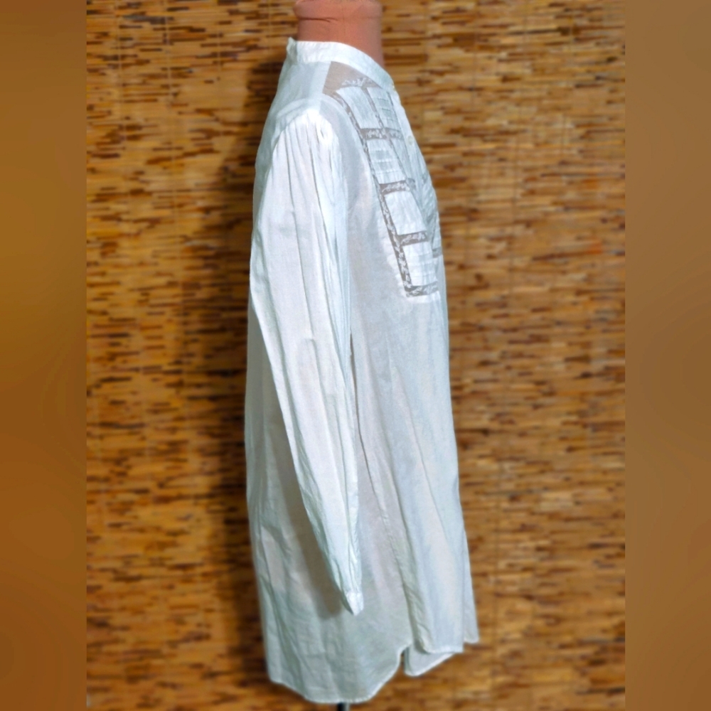 80s does Edwardian pin tuck White Cotton dress gown Mini  modest LG ▪️Lace - Picture 7 of 10